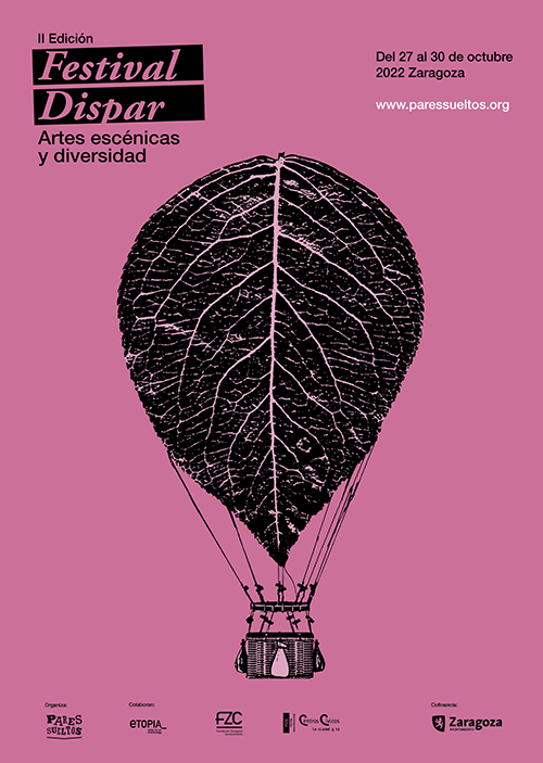 Cartel del Festival Dispar, 27, 29 y 30 de octubre en Zaragoza, con un montaje de un imperdible con raíces